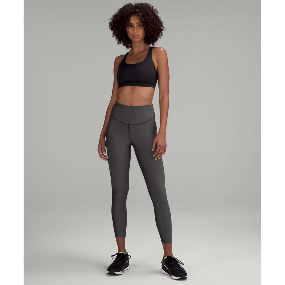 Lululemon Base Pace High-Rise Tight 25" Two-Tone Ribbed Black Gull Grey Size 8